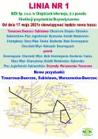 Mapka z nowym przebiegiem linii nr 1